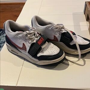 Nike Black and White Sneakers with Red Details